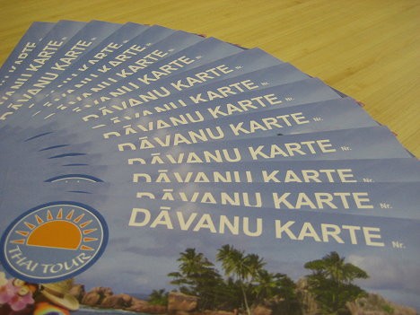Viena no labākajām dāvanām ir ceļojums, tāpēc tūrisma aģentūra piedāvā iegādāties dāvanu kartes. Vairāk informācijas interneta vietnē www.thaitour.lv Viena no labākajām dāvanām ir ceļojums, tāpēc tūrisma aģentūra piedāvā iegādāties dāvanu kartes. Vairāk informācijas interneta vietnē www.thaitour.lv 26407