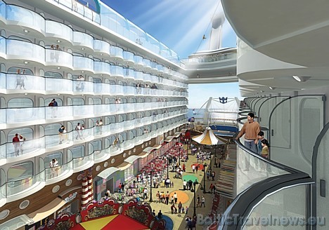 Kruīzu kuģis Oasis of the Seas spēs uz klaja uzņemt 5 400 pasažierus un izklaidēs 15 restorānos un bāros, divos nakts klubos, teātrī, kazino, fitnesa Kruīzu kuģis Oasis of the Seas spēs uz klaja uzņemt 5 400 pasažierus un izklaidēs 15 restorānos un bāros, divos nakts klubos, teātrī, kazino, fitnesa 29793