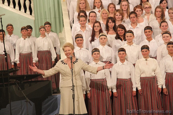 Izglītības un zinātnes ministre Tatjana Koķe ar šo žestu atklāj X Latvijas skolu jaunatnes dziesmu un deju svētkus Izglītības un zinātnes ministre Tatjana Koķe ar šo žestu atklāj X Latvijas skolu jaunatnes dziesmu un deju svētkus 45975