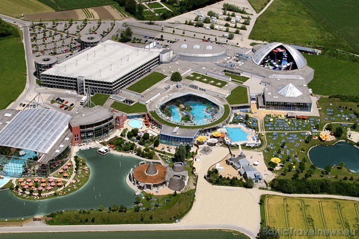 Skats uz Therme Erding spa un labsajūtas kompleksu no augšas
Foto: © Therme Erding 53983
