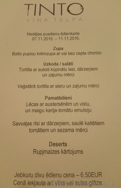 Daudziem rīdziniekiem vīna telpa jeb restorāns «Tinto» asociējas ar labu vīnu un gardām pusdienām Daudziem rīdziniekiem vīna telpa jeb restorāns «Tinto» asociējas ar labu vīnu un gardām pusdienām 187449