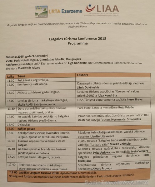 Daugavpils viesnīcā «Park Hotel Latgola» 9.11.2018 notiek Latgales Tūrisma konference 237782
