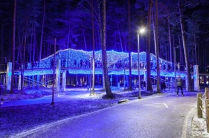 Jūrmalas Dzintaru mežaparkā mirdz krāšņi gaismas objekti